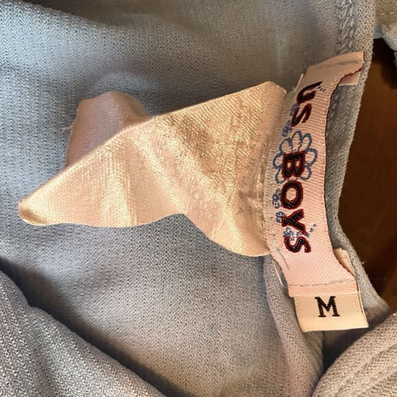 VTG US Boys Women's Bow Back Tie Empire Cut Top Cap Sleeve Cool Blue Size M Y2K - Picture 7 of 8